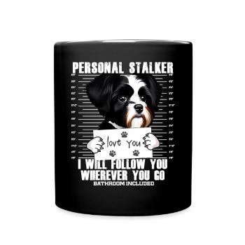 Havaneser Hund Lustiger Stalker Cartoon - Tasse einfarbig - Schwarz - Vorne