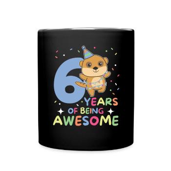 Meerkat for her 6th birthday Children six years - Full Colour Mug - black - Front