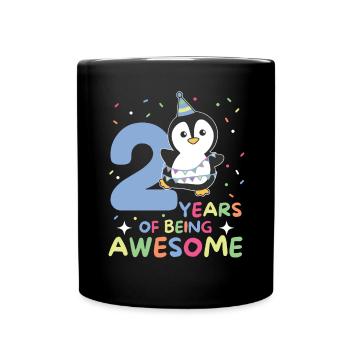 Pinguin zum 2. Geburtstag Kinder zwei Jahre alt - Tasse einfarbig - Schwarz - Vorne