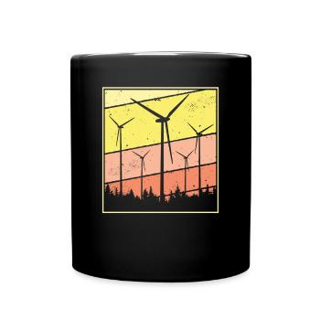 Vintage Retro Pinwheel Wind Energy Shirt Gift - Full Colour Mug - black - Front