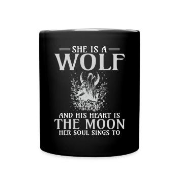 Wolf Geschenke Wolf Lover - Tasse einfarbig - Schwarz - Vorne