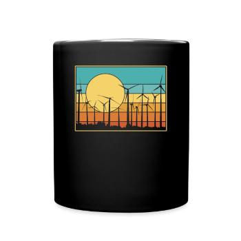 Vintage Retro Pinwheel Wind Energy Shirt Gift - Full Colour Mug - black - Front