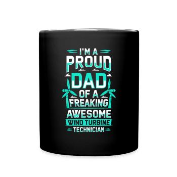 Je suis le fier papa d’un père technicien d’éoliennes - Mug uni - noir - Devant
