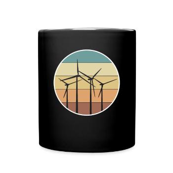Vintage Retro Windmill Wind Energy Shirt Cadeau - Mug uni - noir - Devant