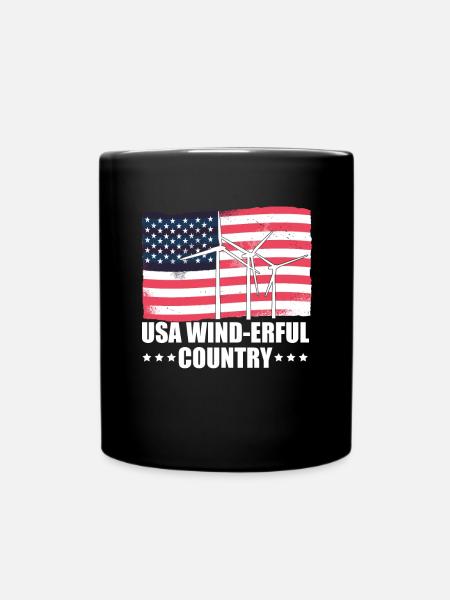 Éoliennes USA Flag America Flag - Mug uni - noir