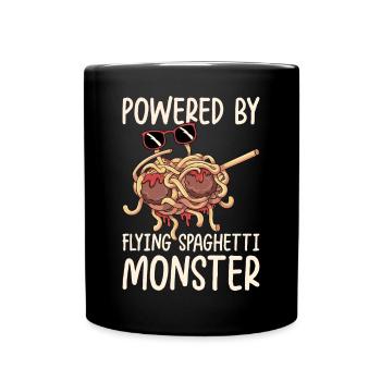 Tupfende fliegende Spaghettimonster Pastafarian - Tasse einfarbig - Schwarz - Vorne