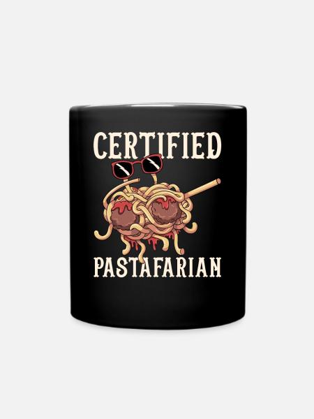 Fliegendes Spaghettimonster betupfen - Tasse einfarbig - Schwarz
