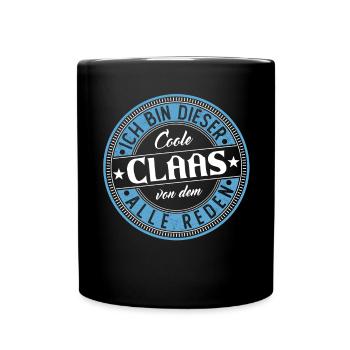 Claas Geschenkidee Geschenk Geburtstag - Tasse einfarbig - Schwarz - Vorne