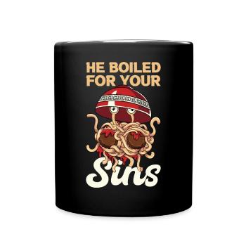 Fliegendes Spaghettimonster FSM - Tasse einfarbig - Schwarz - Vorne