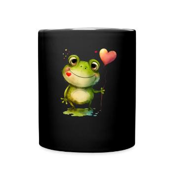 Frosch Frösche Kröte Liebe Valentienstag - Tasse einfarbig - Schwarz - Vorne