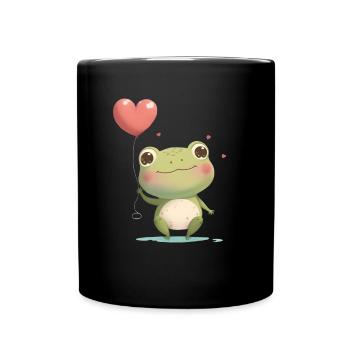 Frosch Frösche Kröte Liebe Valentienstag - Tasse einfarbig - Schwarz - Vorne