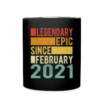 Anniversaire février 2021 Épopée légendaire - Mug uni - noir - Devant