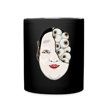 Angura Kei Masque Nô Esthétique Japonaise Foncée - Mug uni - noir - Devant