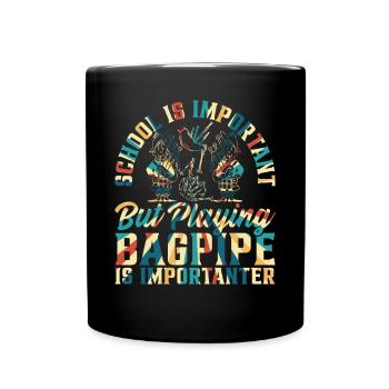 Bagpipe Player School Boy - Back To School Bagpipe - Full Colour Mug - black - Front