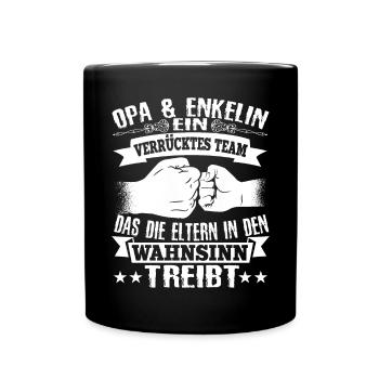 Stolz Opa und Enkelin Partnerlook Spruch Geschenk - Tasse einfarbig - Schwarz - Vorne