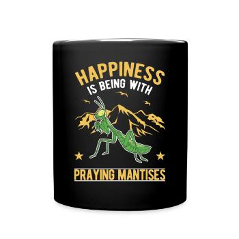 Gottesanbeterin Mantis Fangschrecke - Tasse einfarbig - Schwarz - Vorne
