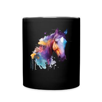Joli cheval pour les amoureux des chevaux Coloré - Mug uni - noir - Devant
