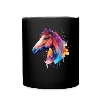 Joli cheval pour les amoureux des chevaux Coloré - Mug uni - noir - Devant