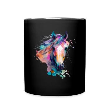 Joli cheval pour les amoureux des chevaux Coloré - Mug uni - noir - Devant