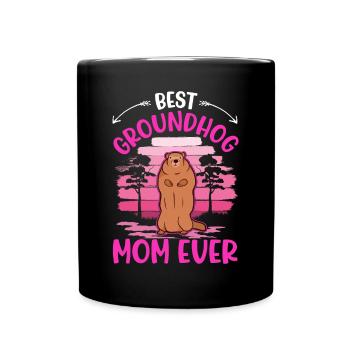 Murmeltier Mama Groundhog Mom Woodchuck - Tasse einfarbig - Schwarz - Vorne