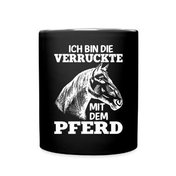 Lustiges Pferdefan Pferdebesitzerin Reitsport - Tasse einfarbig - Schwarz - Vorne