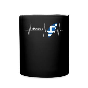 Rhodos Insel EKG Linie Griechenland Geschenk - Tasse einfarbig - Schwarz - Vorne
