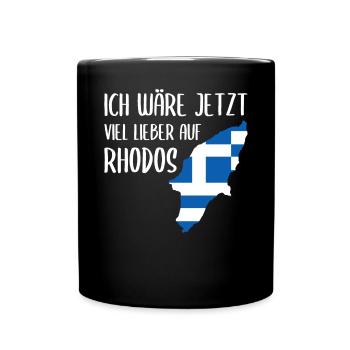 Rhodos Insel Lustiger Spruch Urlaub Geschenk - Tasse einfarbig - Schwarz - Vorne