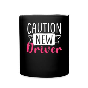 Caution Driver Driving School Driving Lessons Driving Licence - Full Colour Mug - black - Front