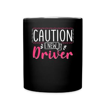 Caution Driver Driving School Driving Lessons Driving Licence - Full Colour Mug - black - Front