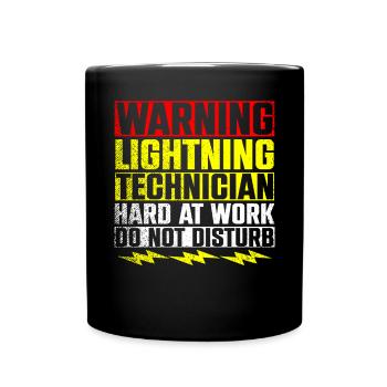 Warning Lightning Technician At Work - Full Colour Mug - black - Front