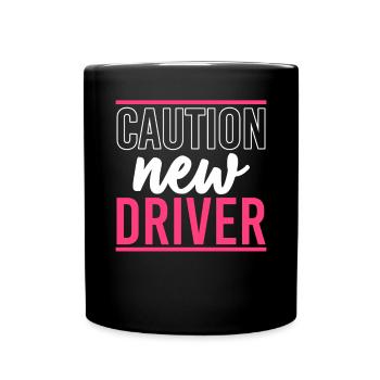 Caution Driver Driving School Driving Lessons Driving Licence - Full Colour Mug - black - Front