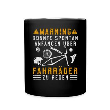 Avertissement spontanément commencer à parler de vélos - Mug uni - noir - Devant