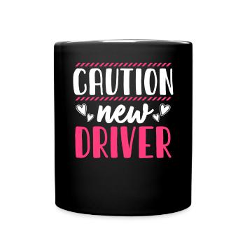 Caution Driver Driving School Driving Lessons Driving Licence - Full Colour Mug - black - Front