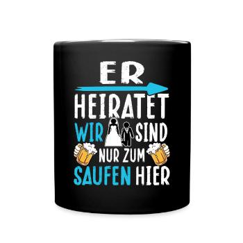 JGA T-Shirt Männer Poltern Junggesellenabschied - Tasse einfarbig - Schwarz - Vorne