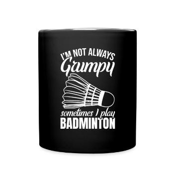 Lustiger Badminton Witz - Tasse einfarbig - Schwarz - Vorne