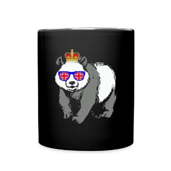 Panda Queen Elizabeth II Britische Krone - Tasse einfarbig - Schwarz - Vorne