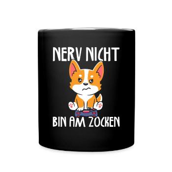Nerv nicht bin am zocken Gamer Hund - Tasse einfarbig - Schwarz - Vorne