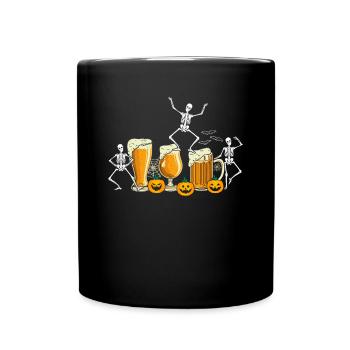 Skelett Bier Halloween Biertrinker Bier - Tasse einfarbig - Schwarz - Vorne