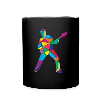 Guitar Polygon Guitarists - Full Colour Mug - black - Front