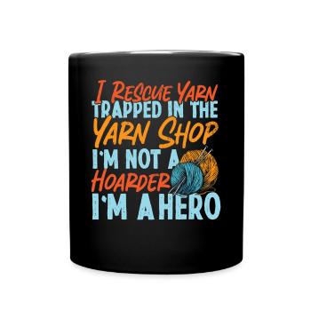 Knitting Knitter I Rescue Yarn - Tasse einfarbig - Schwarz - Vorne