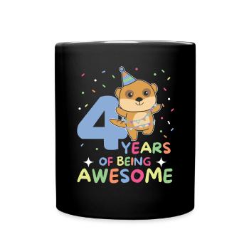 Meerkat for 4th birthday children four years - Full Colour Mug - black - Front
