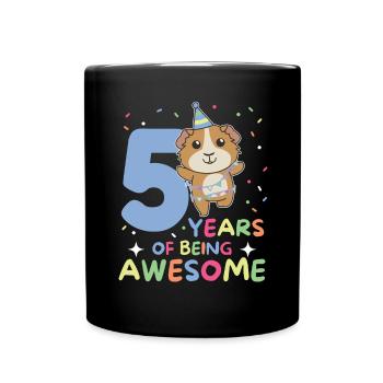 Cochon d’Inde pour les enfants de 5 ans cinq - Mug uni - noir - Devant