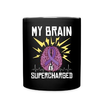 Epilepsy Awareness Clothing Purple Ribbon - Full Colour Mug - black - Front