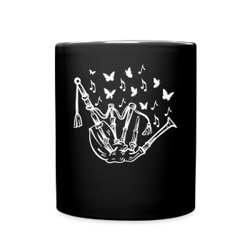 Bagpipe With Music Notes & Butterflies - Bagpipe P - Full Colour Mug - black - Front