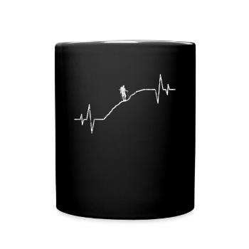 Wandern Wanderer Herzschlag - Tasse einfarbig - Schwarz - Vorne