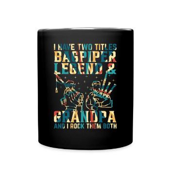 J’ai deux titres Bagpiper Legend & Grandpa Bagpip - Mug uni - noir - Devant