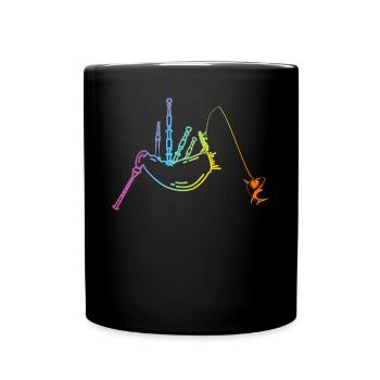 Bagpiper - Bagpipe Player And Shark Fishing - Full Colour Mug - black - Front