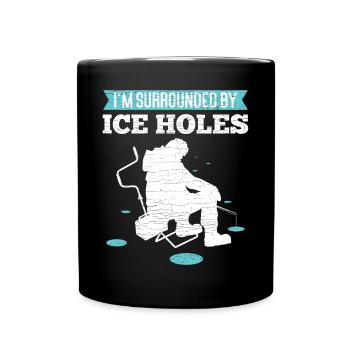 Eisangeln Geschenk Eisfischen - Tasse einfarbig - Schwarz - Vorne