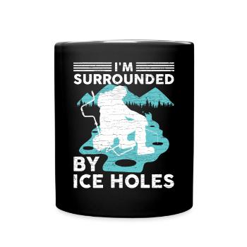 Eisfischen Eisangeln Geschenk - Tasse einfarbig - Schwarz - Vorne