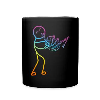 Funny Bagpipe Player - Funny Stick Figure Bagpiper - Tasse einfarbig - Schwarz - Vorne
